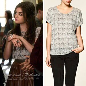 Zara Trafaluc Sparkly Skull T-Shirt Blouse ASO Aria Montgomery